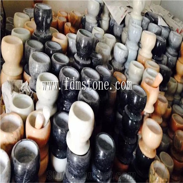 Stone Mortar and Pestle/ Grey Marble Pestle and Mortar/ Stone Spice Herb Crusher Grinder Set