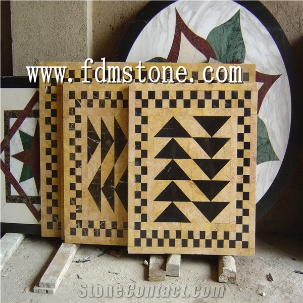 Yellow Marble Pattern for Floor,Composited Medallion,Hotel Square Medallions