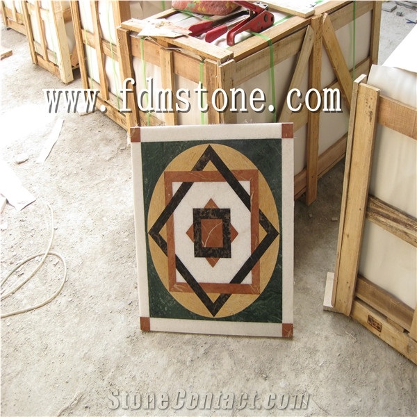 Yellow Marble Pattern for Floor,Composited Medallion,Hotel Square Medallions