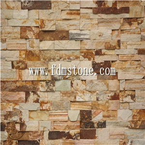 Yellow Rusted Sahara Sandstone Cultured Stone, Flexible Stone Veneer Cultured Stone, Wall Cladding