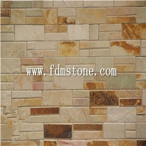 Yellow Rusted Sahara Sandstone Cultured Stone, Flexible Stone Veneer Cultured Stone, Wall Cladding