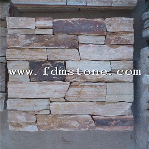 Yellow Rusted Sahara Sandstone Cultured Stone, Flexible Stone Veneer Cultured Stone, Wall Cladding