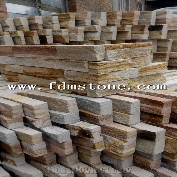 Yellow Rusty Sandstone Wall Cladding ,Hebei Sandstone Stacked Stone