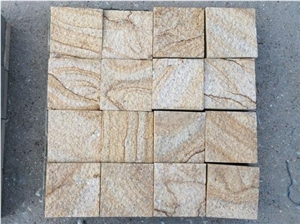 Yellow Wooden Sandstone Flamed Cobblestone/ Cube Stone