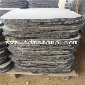 Zhangpu Andesite Basalt Flamed Flagstone, Machine Cut Black Basalt Patio, Random Andesite Sawn Flagstone Driveway Bushhammered Pavers