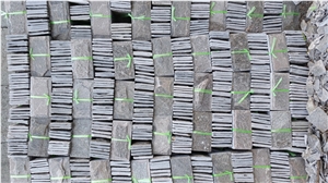 Fargo Black Quartzite Mushroomed Wall Cladding Stone, China Black Quartzite Mushroomed Wall Stone