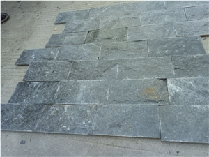 Fargo Black Quartzite Mushroomed Wall Cladding Stone, China Black Quartzite Mushroomed Wall Stone
