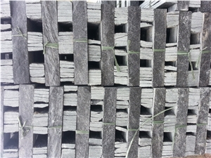 Fargo Black Quartzite Mushroomed Wall Cladding Stone, China Black Quartzite Mushroomed Wall Stone