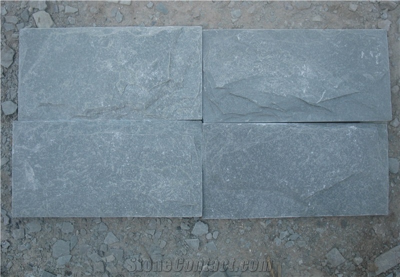 Fargo Black Quartzite Mushroomed Wall Cladding Stone, China Black Quartzite Mushroomed Wall Stone