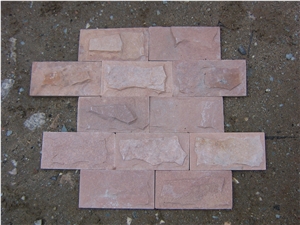 Fargo Pink Sandstone Mushroomed Wall Stone, China Pink Sandstone Mashroomed Wall Cladding