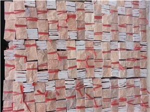 Fargo Red Quartzite Mushroomed Wall Cladding Stone, China Sunset Red Mushroomed Wall Stone