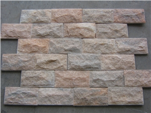 Fargo Red Quartzite Mushroomed Wall Cladding Stone, China Sunset Red Mushroomed Wall Stone