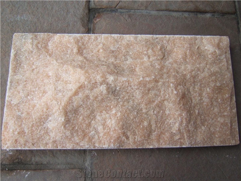 Fargo Red Quartzite Mushroomed Wall Cladding Stone, China Sunset Red Mushroomed Wall Stone