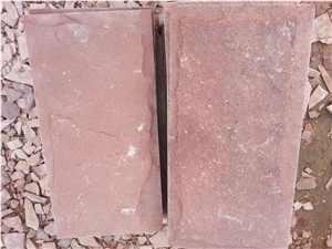 Fargo Red Sandstone Mushroomed Wall Cladding Stone, Chinese Red Sandstone Mushroomed Wall Stone