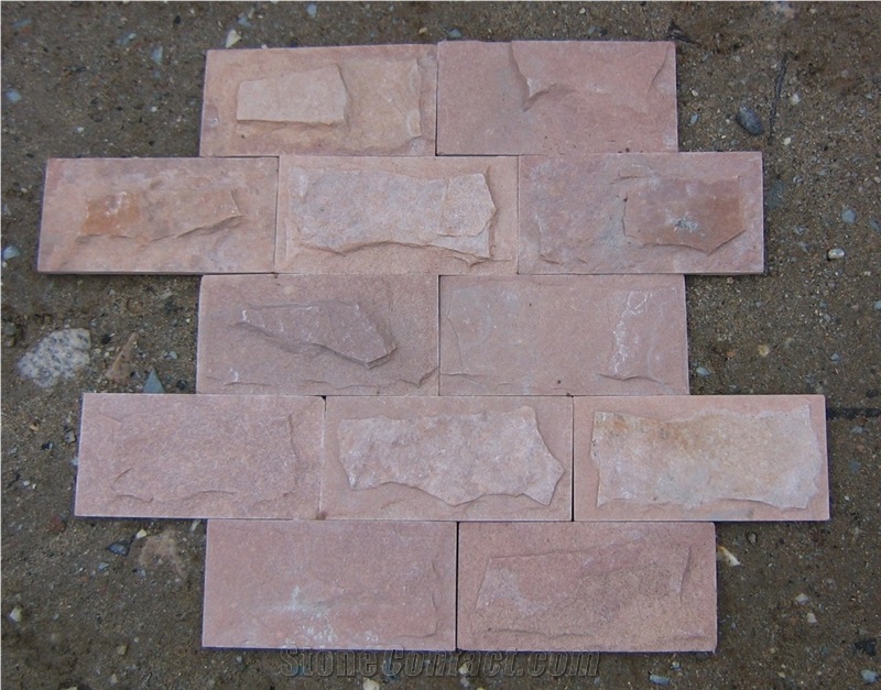 Fargo Red Sandstone Mushroomed Wall Cladding Stone, Chinese Red Sandstone Mushroomed Wall Stone
