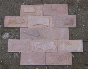 Fargo Red Sandstone Mushroomed Wall Cladding Stone, Chinese Red Sandstone Mushroomed Wall Stone