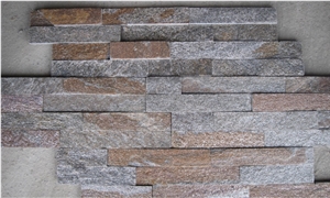 Fargo Rust Quartztite Wall Crazy Cladding Panels, China Rusty Quartzite Culture Stone Panels 60x15cm, Golden Quartzite Stacked Thin Stone Veneer