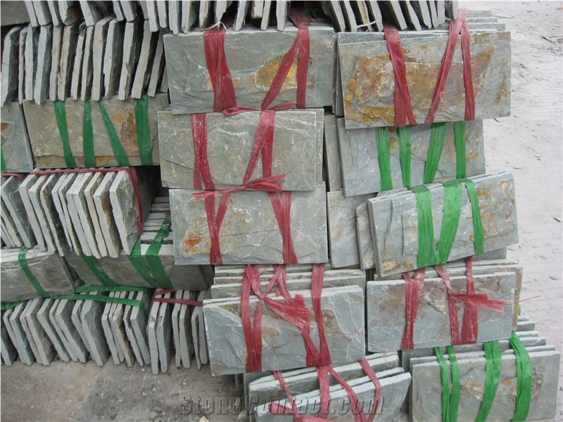 Fargo Rust Slate Stone Mushroomed Cladding, China Multicolor Slate Mushroomed Wall Stone, Slate Mushroomed Wall Stone