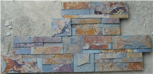 Fargo Rust Slate Stone Mushroomed Cladding, China Multicolor Slate Mushroomed Wall Stone, Slate Mushroomed Wall Stone