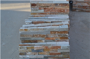 Fargo Rust Slate Stone Mushroomed Cladding, China Multicolor Slate Mushroomed Wall Stone, Slate Mushroomed Wall Stone