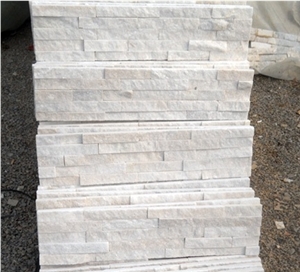 Fargo Snow White Quartzite Stacked Stone Veneer, China Crystal White Quartzite Wall Cladding Panels, Chinese White Quratzite Cultured Stone, White Cultural Stone Panels, White Ledge Stone