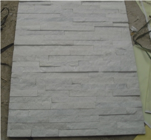Fargo Snow White Quartzite Stacked Stone Veneer, China Crystal White Quartzite Wall Cladding Panels, Chinese White Quratzite Cultured Stone, White Cultural Stone Panels, White Ledge Stone