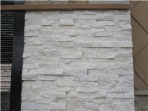 Fargo Snow White Quartzite Stacked Stone Veneer, China Crystal White Quartzite Wall Cladding Panels, Chinese White Quratzite Cultured Stone, White Cultural Stone Panels, White Ledge Stone