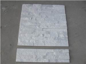 Fargo Snow White Quartzite Stacked Stone Veneer, China Crystal White Quartzite Wall Cladding Panels, Chinese White Quratzite Cultured Stone, White Cultural Stone Panels, White Ledge Stone