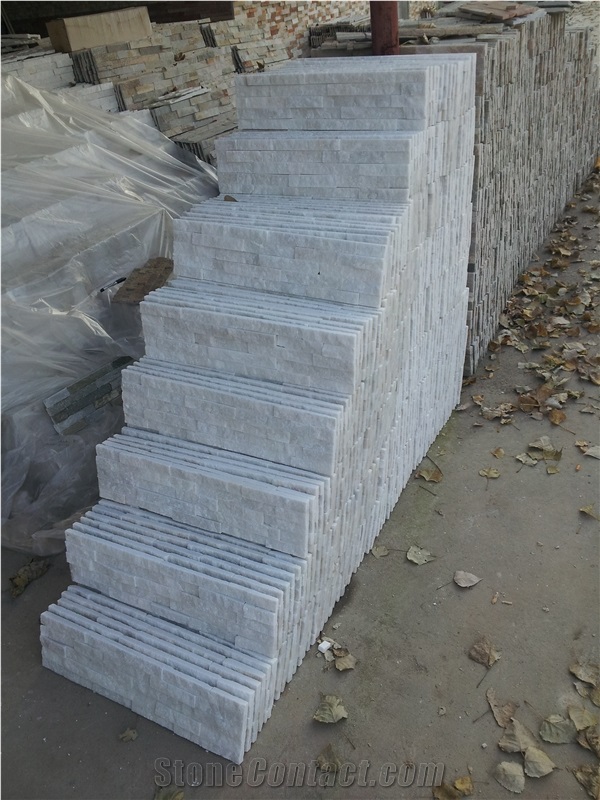 Fargo Snow White Quartzite Wall Cladding Stone Panels, Chinese Pure White Quartzite Cultural Stone Panels, White Stacked Stone Veneer, White Ledge Stone, Thin Stone Veneer