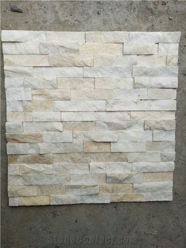 Fargo White Quartzite Cultural Stone Panels, China White Quartzite Wall Cladding, White Quartzite Ledge Stone, White Stacked Thin Stone Veneer