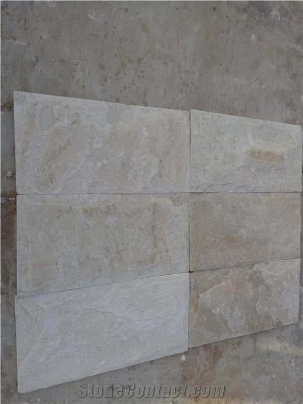 Fargo White Quartzite Mushroomed Wall Cladding, Chinese White Quartzite Mushroomed Stone, White Mushroomed Wall Stone