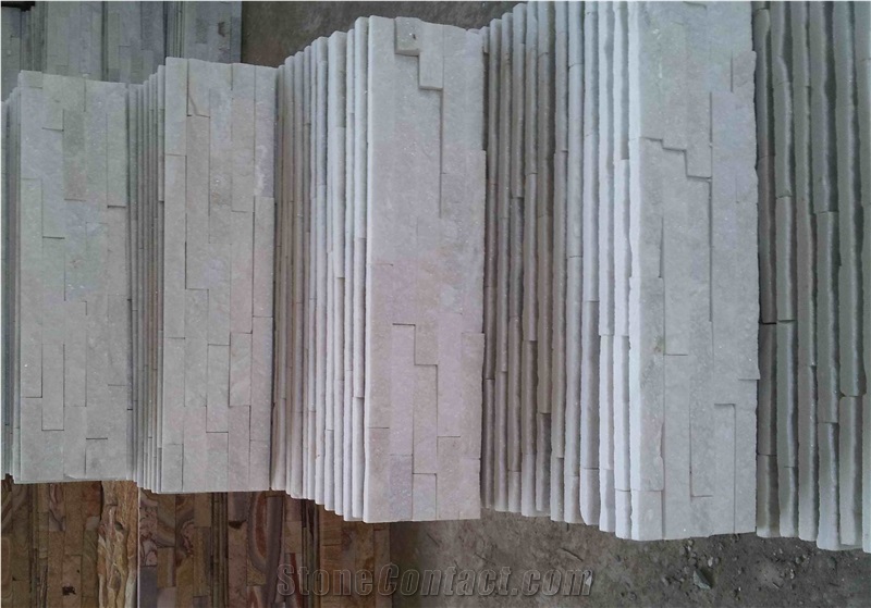 Fargo White Quartzite Stacked Stone Veneer, White Thin Stone Veneer, Chinese White Quartzite Wall Cladding Panels, White Cultural Stone Panels, White Ledge Stone