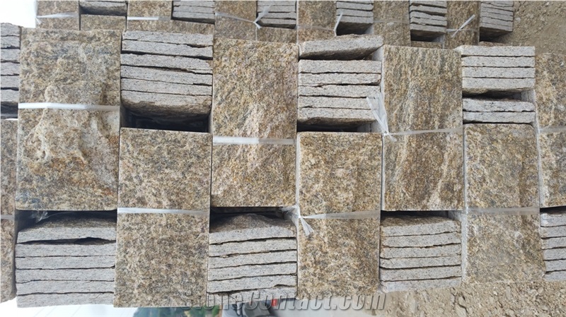 Fargo Yellow Quartzite Mushroomed Wall Stone, Tiger Skin Yellow Mushroomed Wall Cladding Stone