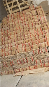 Fargo Yellow Sandstone Stone Mushroomed Stone, China Yellow Sandstone Mushroomed Wall Cladding Stone