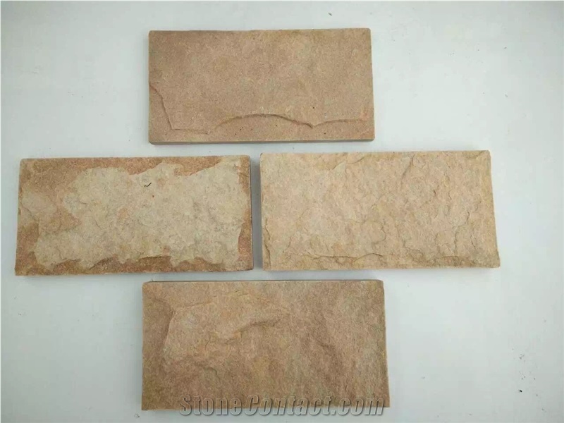 Fargo Yellow Sandstone Stone Mushroomed Stone, China Yellow Sandstone Mushroomed Wall Cladding Stone