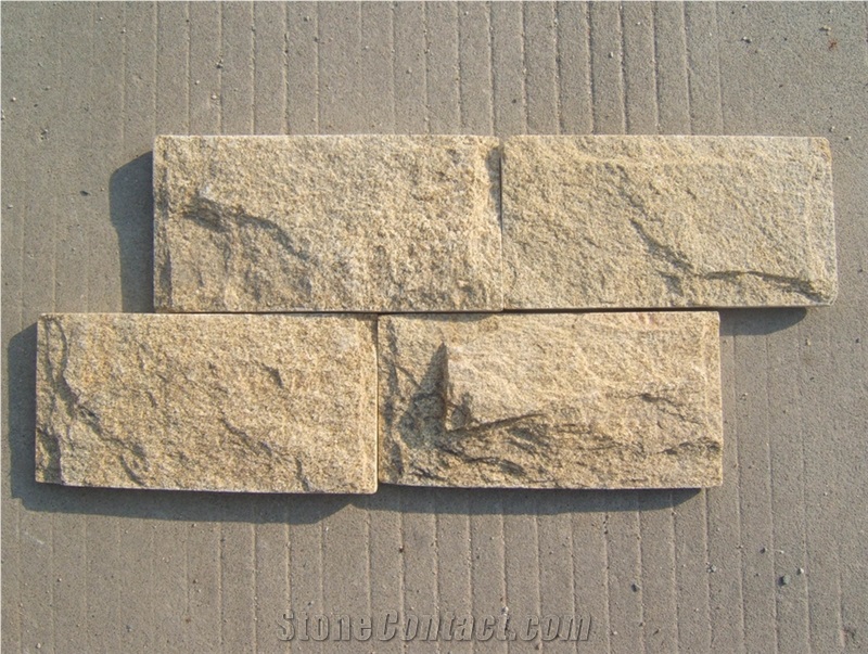 Fargo Yellow Sandstone Stone Mushroomed Stone, China Yellow Sandstone Mushroomed Wall Cladding Stone
