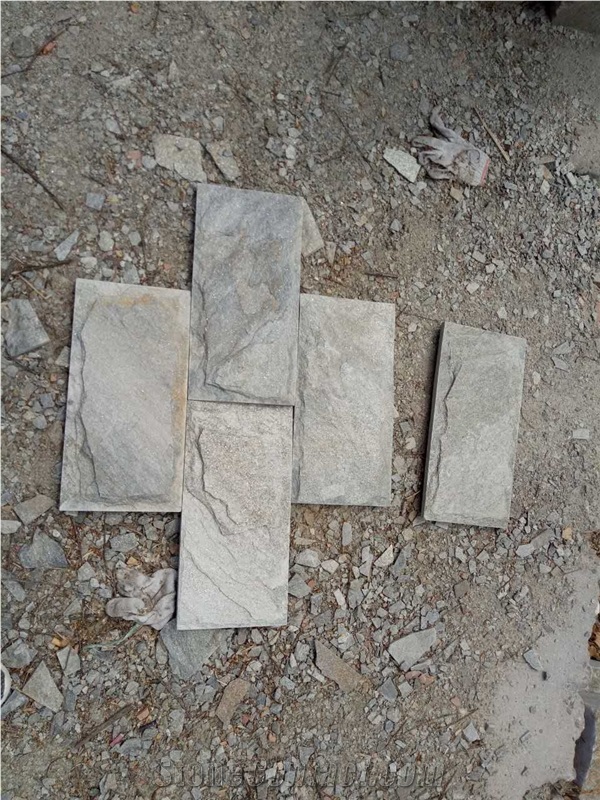 Fargo Yellow Slate Mushroomed Stone, China Yellow Slate Mushroomed Wall Cladding Stone