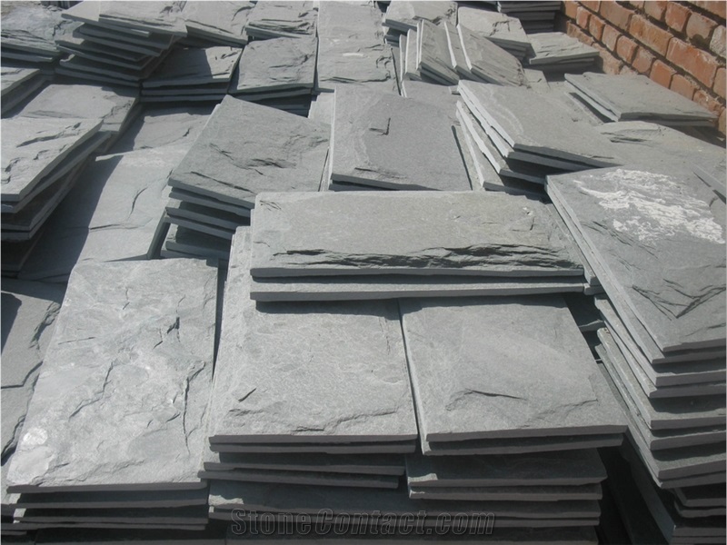 Fargo Yellow Slate Mushroomed Stone, China Yellow Slate Mushroomed Wall Cladding Stone