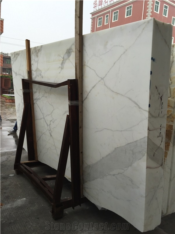 Calacatta Carrara Italy White Marble Tile & Slab