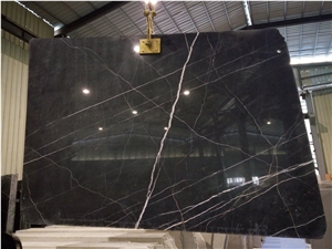 Nero Di Ormea St.Laurent Black Gold Marble Slabs & Tiles, Italy Black Marble