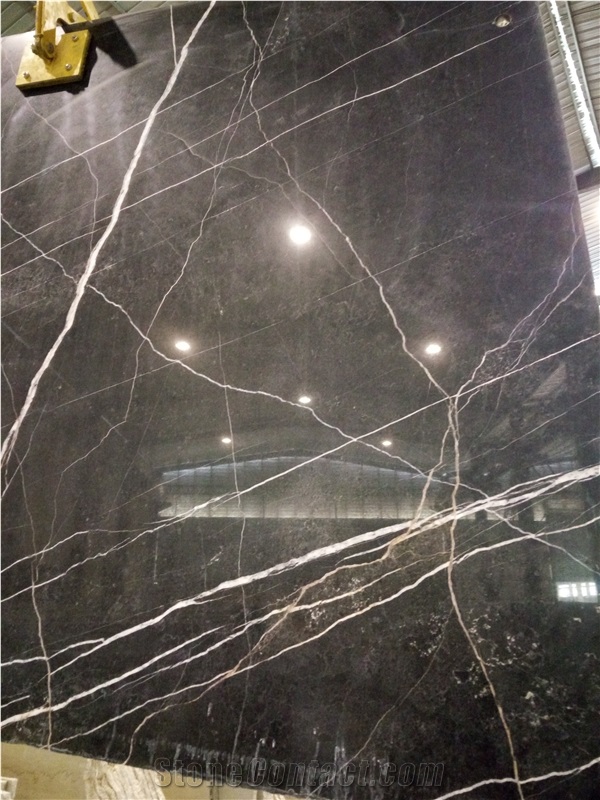 Nero Di Ormea St.Laurent Black Gold Marble Slabs & Tiles, Italy Black Marble