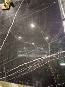 Nero Di Ormea St.Laurent Black Gold Marble Slabs & Tiles, Italy Black Marble