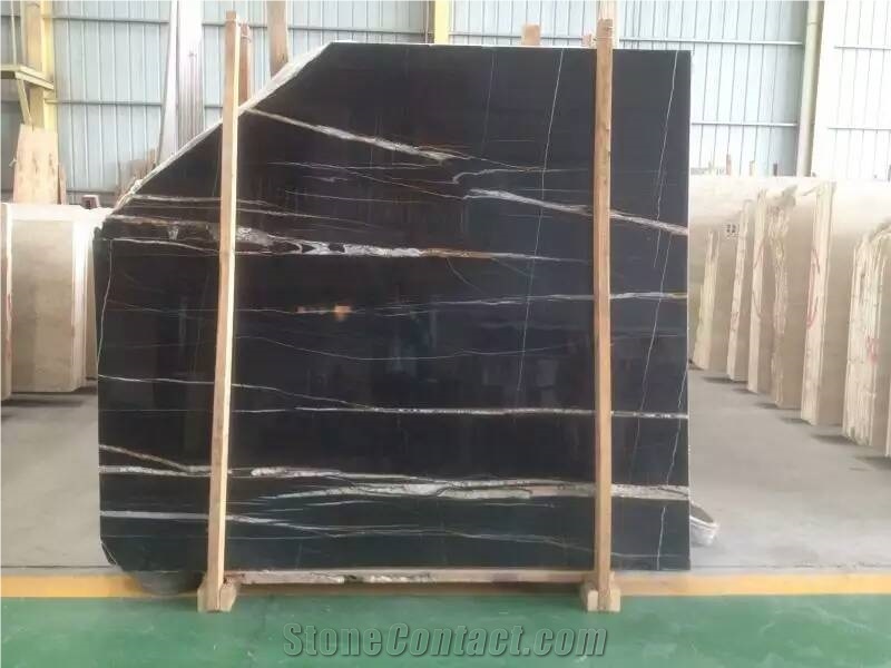 Nero Tunisi St. Laurent Black Gold Italy Black Marble Tile & Slab