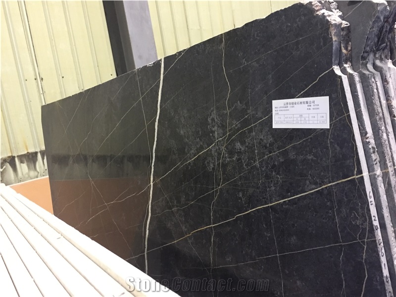Nero Tunisi St. Laurent Black Gold Italy Black Marble Tile & Slab