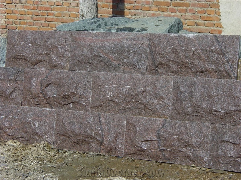 Cheapest Red Granite Mushroom Stone, Red Natural Surface Mushroom Stone