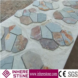 China Rust Slate Flagstone on Net,Rusty Yellow Slate Flagstone,China Yellow Slate Paving, Floor Covering