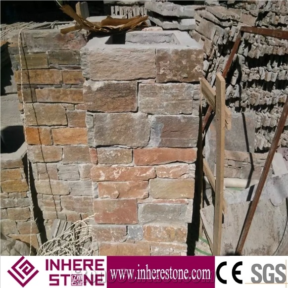 Crazy Paving Stone,China Rust Slate Irregular Flagstone