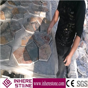 Rusty Slate Crazy Paving / Slate Paving on Mesh / Slate Net Paste / Random Flag Stone/ Rusty Slate Flagstone