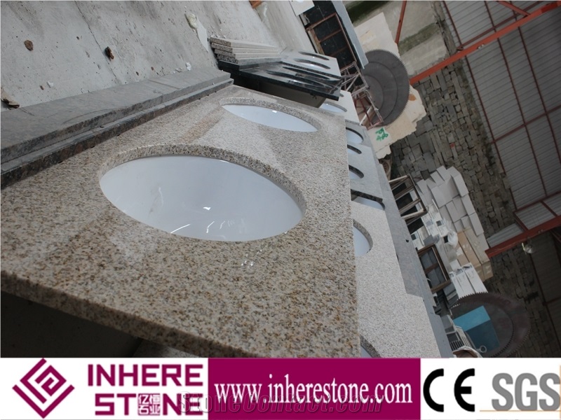 Yellow Rust Granite G682 Bath Tops,Engineered Stone Padang Giallo,Golden Garnet Granite Custom Vanity Tops