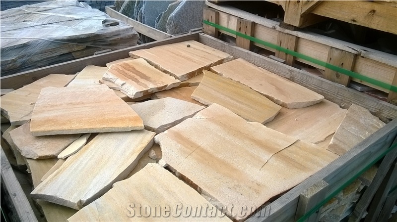 Opus Quartzite Flagstone, Yellow Quartzite Irregular Flagstones